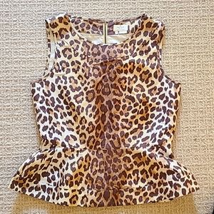 Kate Spade sleeveless silk animal print shell size 6, gold zipper in back
